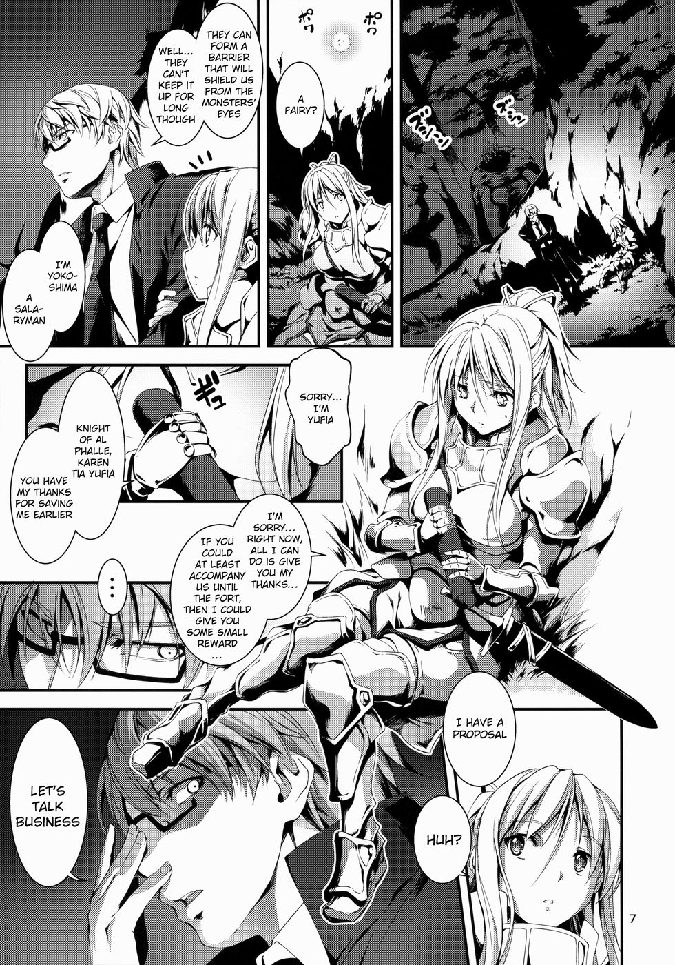 Hentai Manga Comic-The Salary Man in Black and the Knight Yufia-Read-8